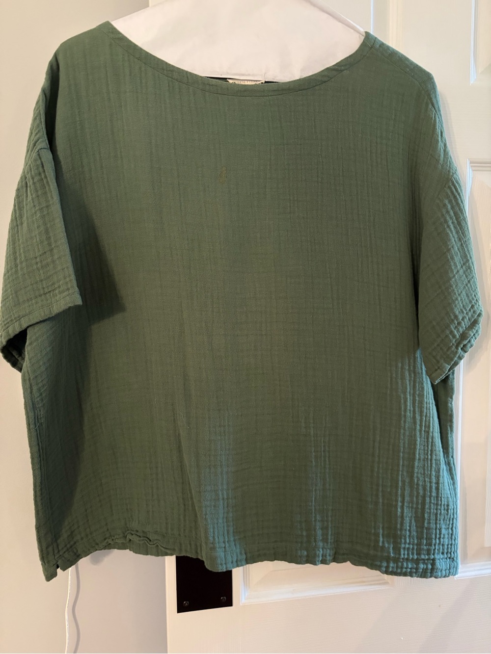 Eileen Fisher Olive Green Short-Sleeve Boxy Tee - Picture 2 of 6